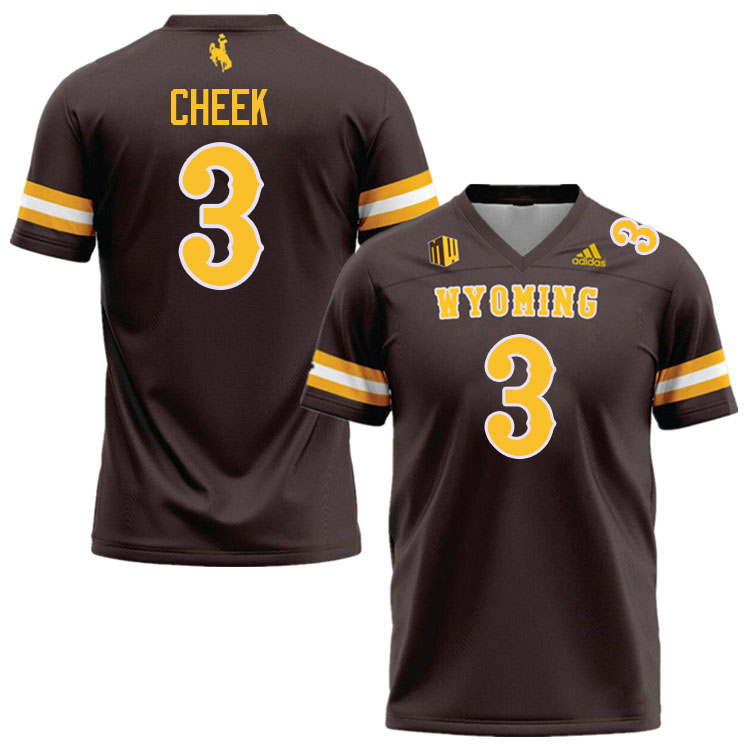 #3 Brooklyn Cheek Wyoming Cowboys Jersey College Football Uniforms,Gears,Jerseys-Brown